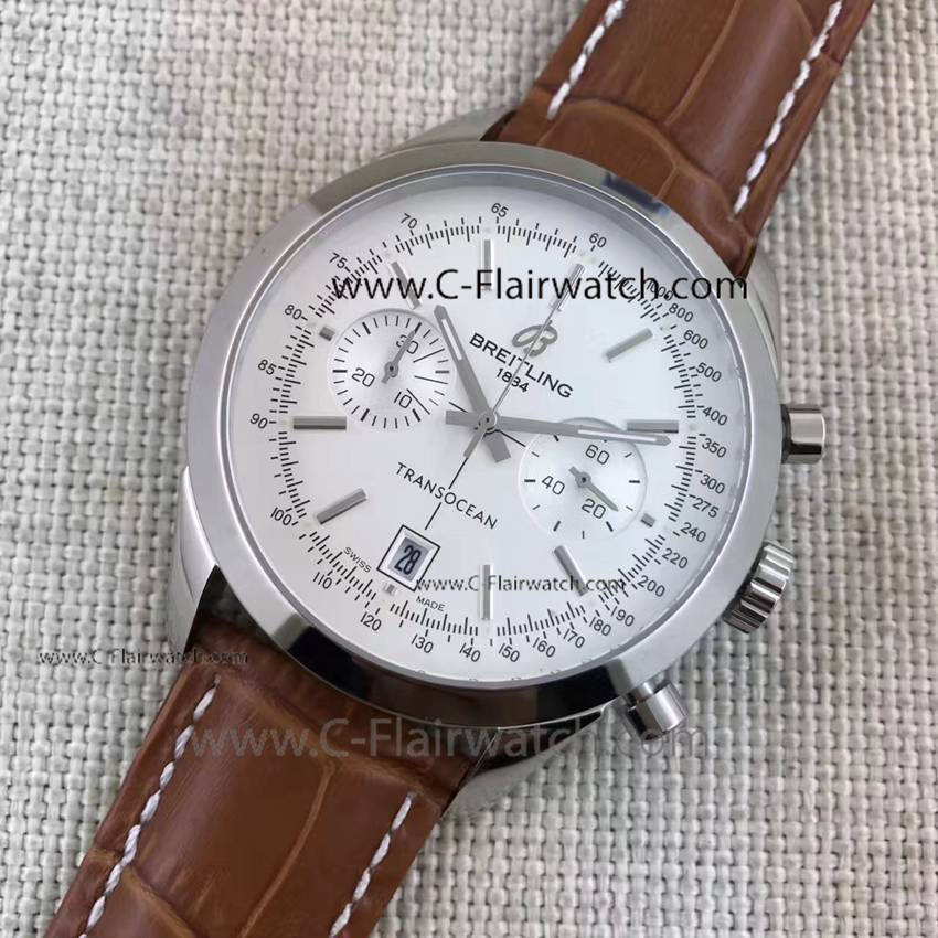 Breitling SS White Dial Transocean Replica Watch For Sale